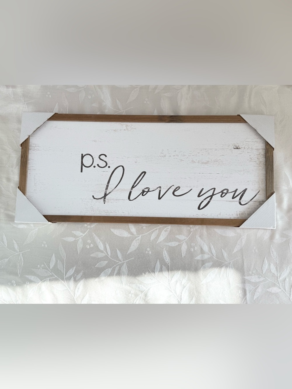 Hobby Lobby White and Brown "P.S. I Love You" Framed Wall Sign